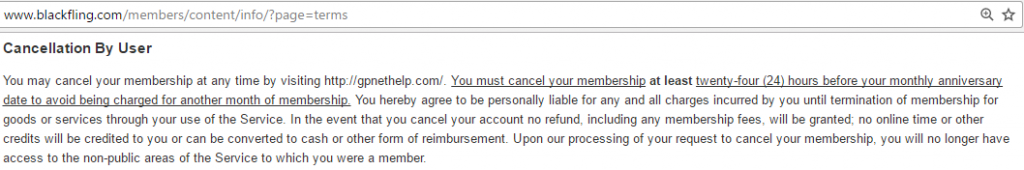 BlackFling.com free cancellation
