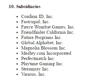 FriendFinder.com subsidiaries