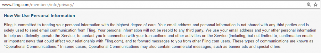 Fling.com privacy protection