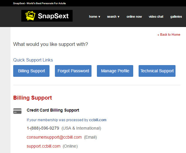 Snapsext.com customer support