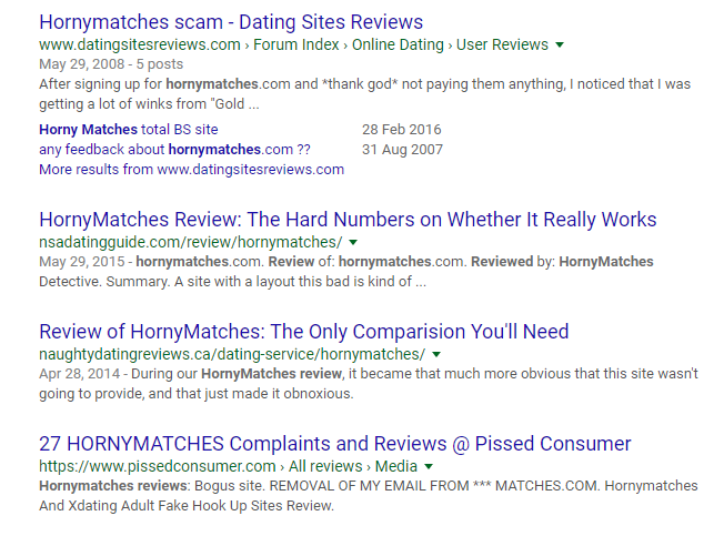 Horny Matches reviews