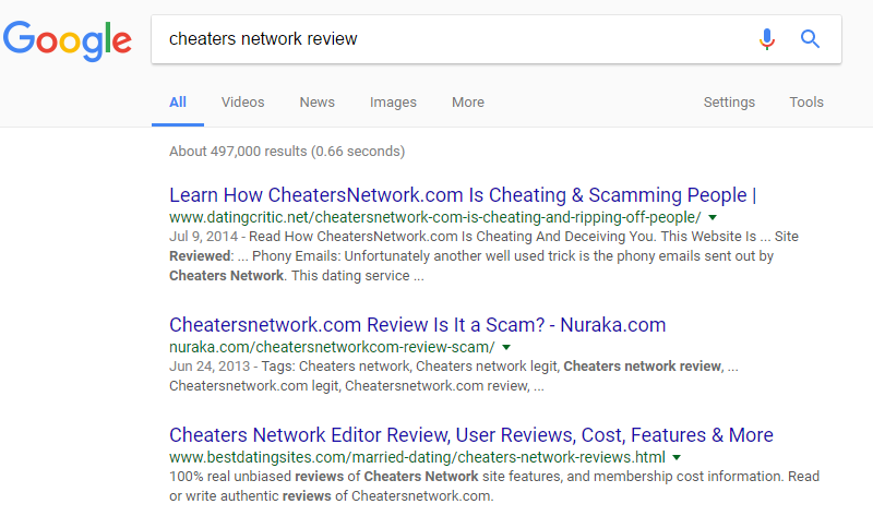 Cheaters Network poor reviews