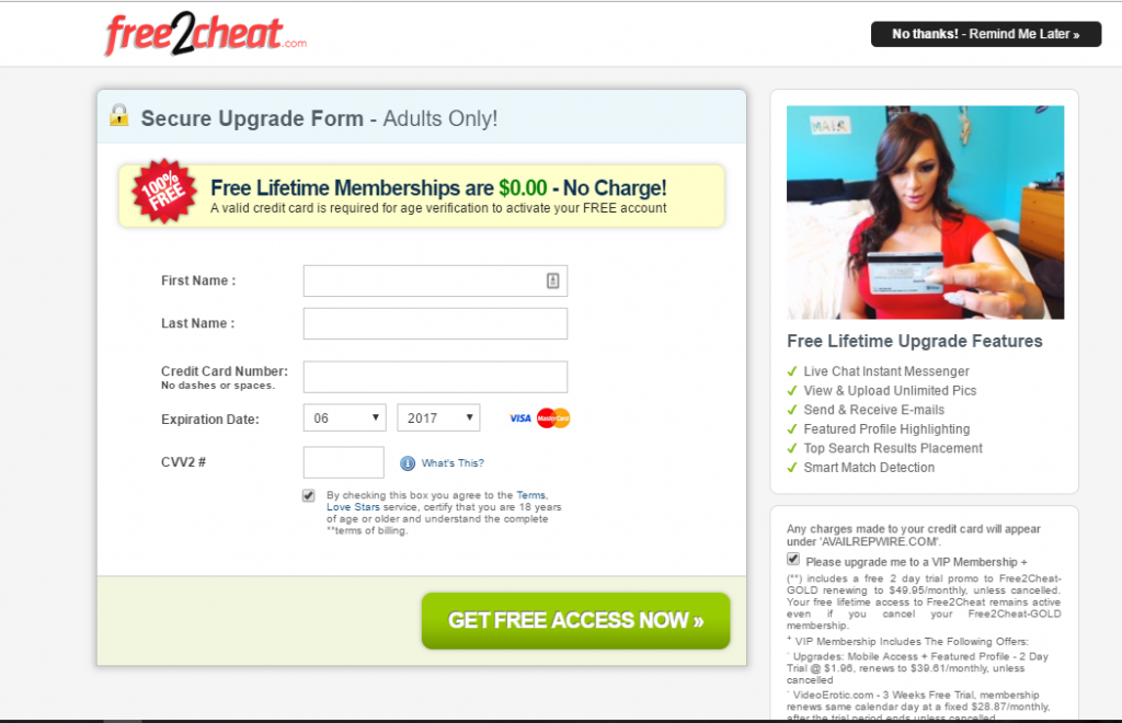 Free2Cheat false subscription