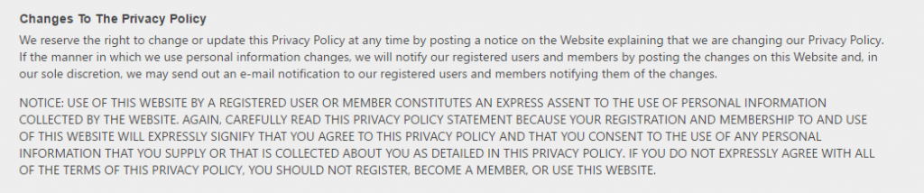 Fuckbook XXX changes of privacy policy