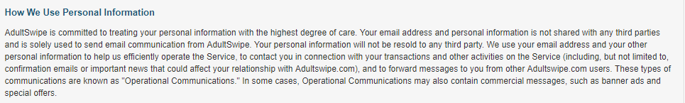 Adult Swipe use of personal info