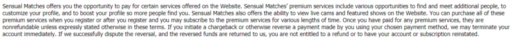 Sensual Matches fees