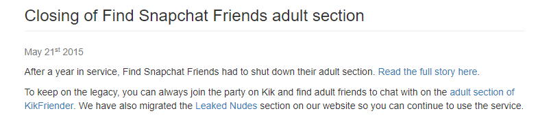 Kik Friender no snapchat section