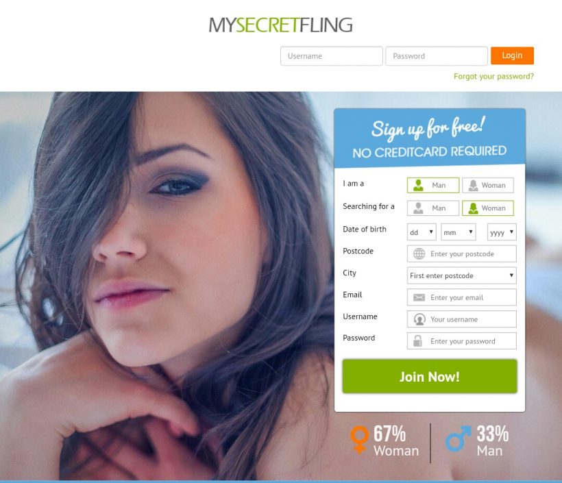 MySecretFling.com screenshot