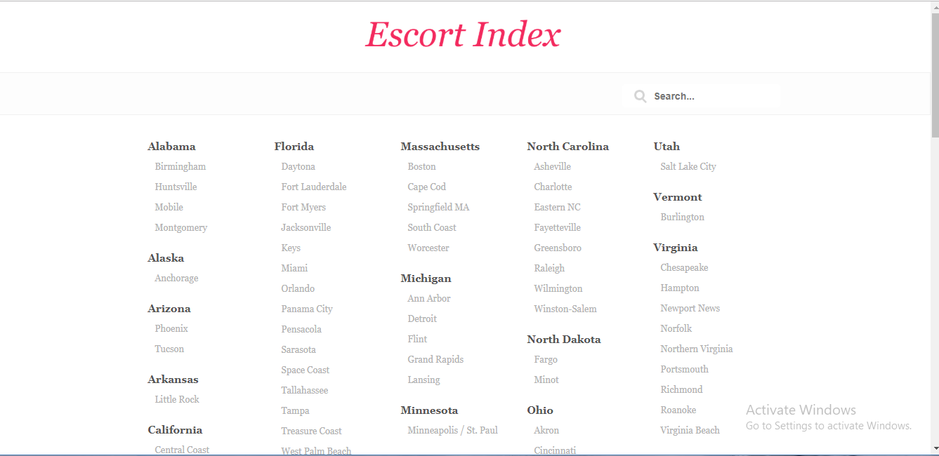 Escort Index review screenshot