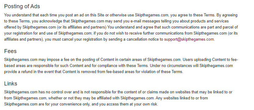 SkiptheGames.com review Ad Rules