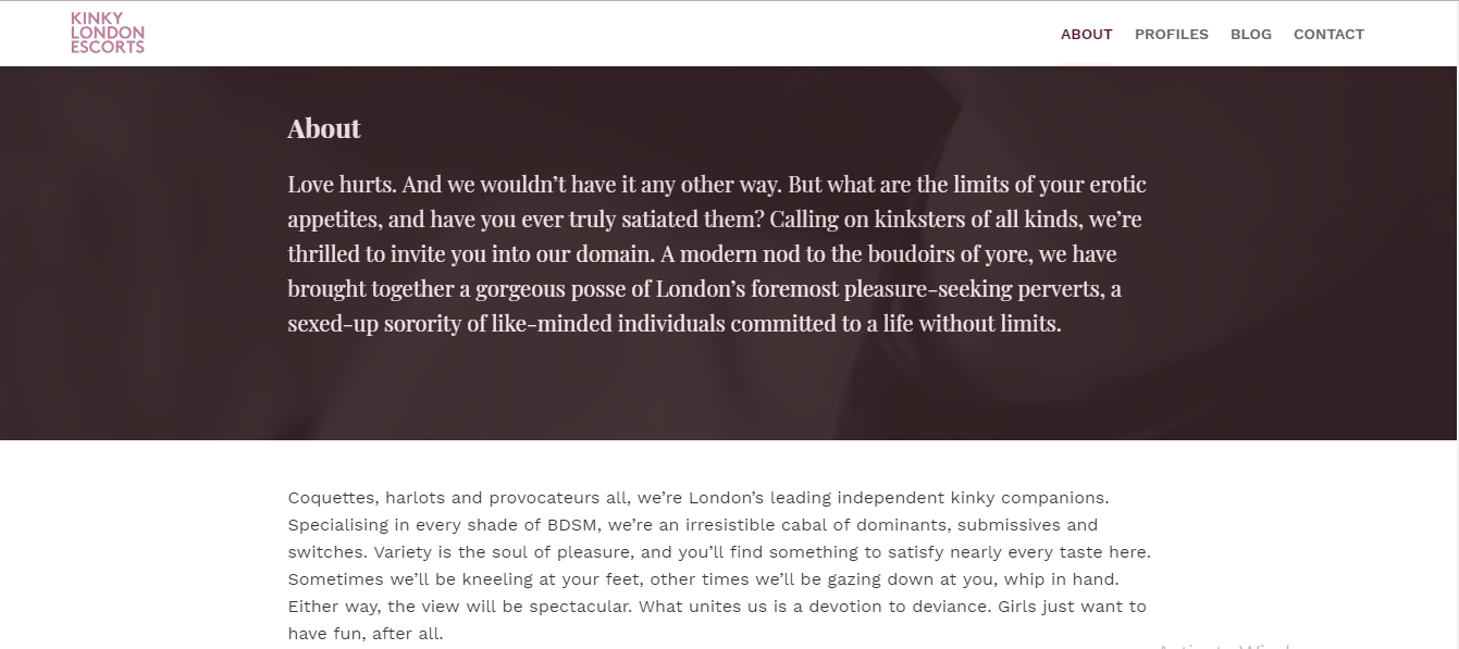 Kinky London Escorts Review screenshot