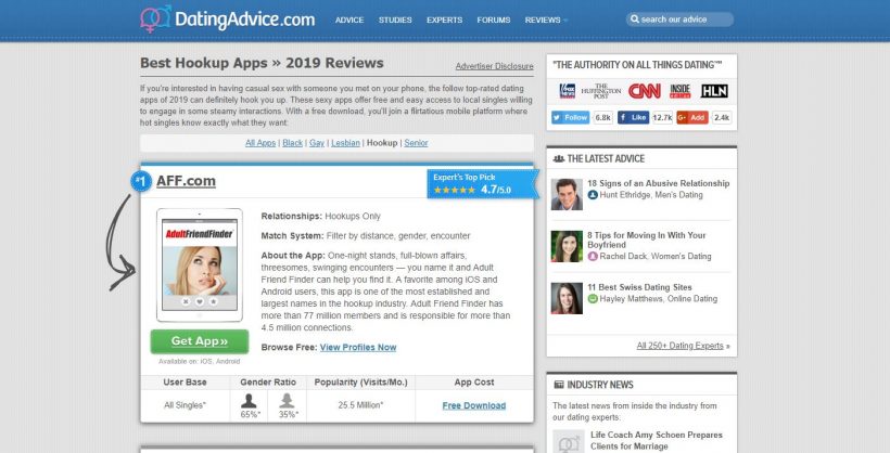 DatingAdvice.com Review home page