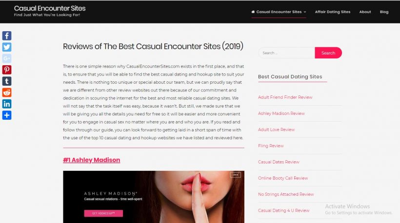 Casual Encounter Sites review home page