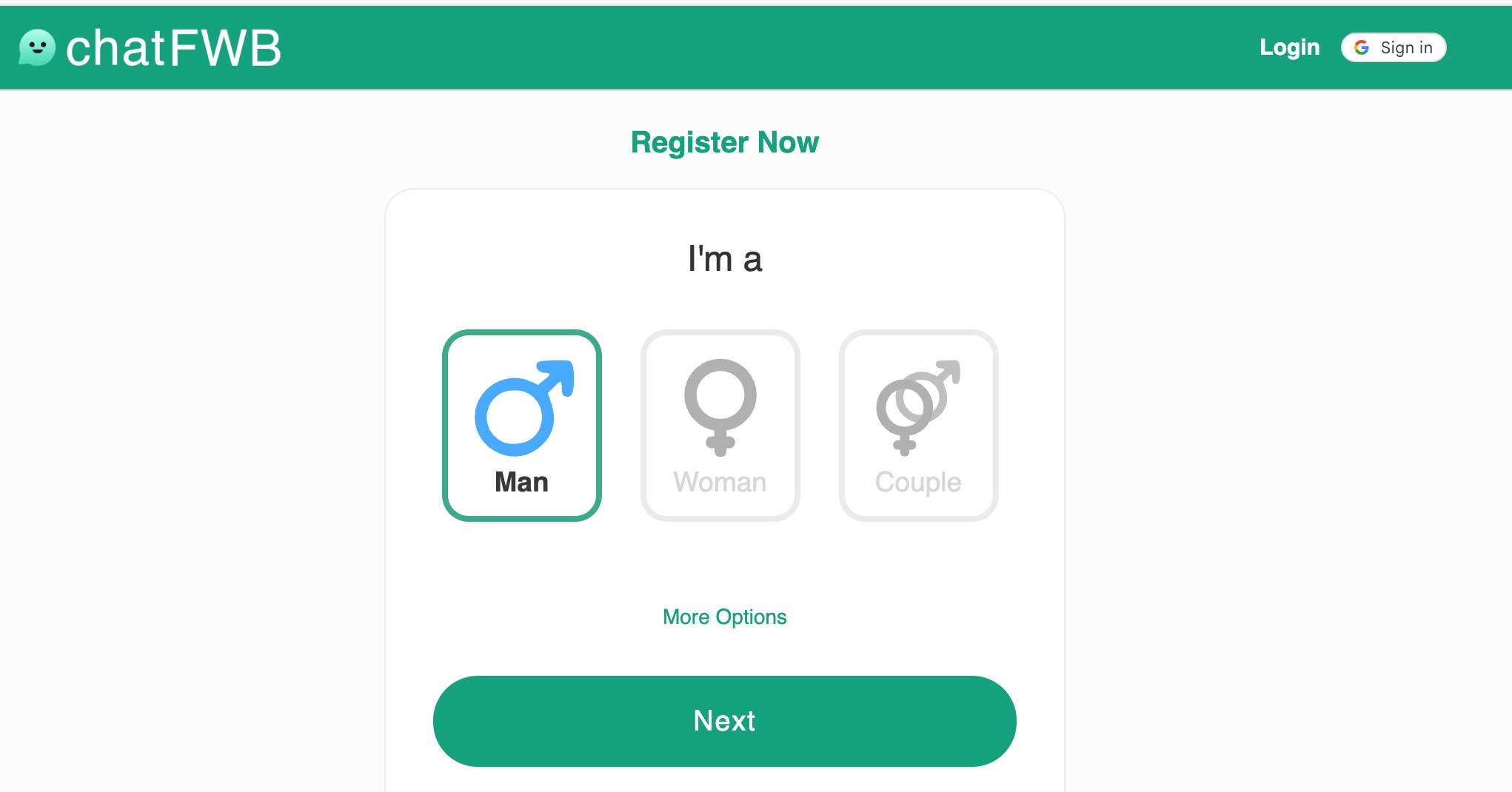 Chatfwb sign up page